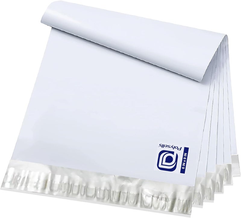 POLYSELLS 200 pcs 6x9 Inches White (Silver) Poly Mailers Shipping Envelopes, Strong Adhesive Sealing, Waterproof, and Tear-resistant Postal Mailing Bags for Small Business, Clothes, Non-Fragile Items - Image 1